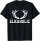 Elk Hunting Elkaholic Antler Funny Elk Hunter Gift T-Shirt - T-Shirt | Black