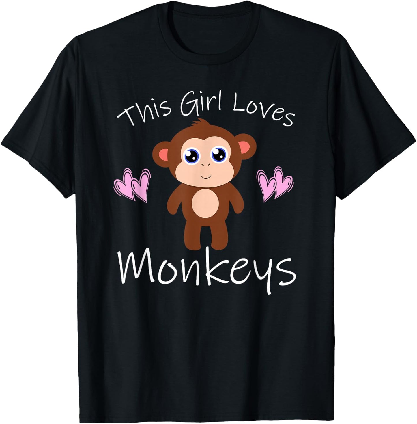 Monkey THIS GIRL LOVES MONKEYS Cute Kids Mom Gift T-Shirt - T-Shirt | Black