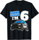 Kids Police Car 6th Birthday Boy 6 Cop Policeman Officer Six T-Shirt - T-Shirt | Black