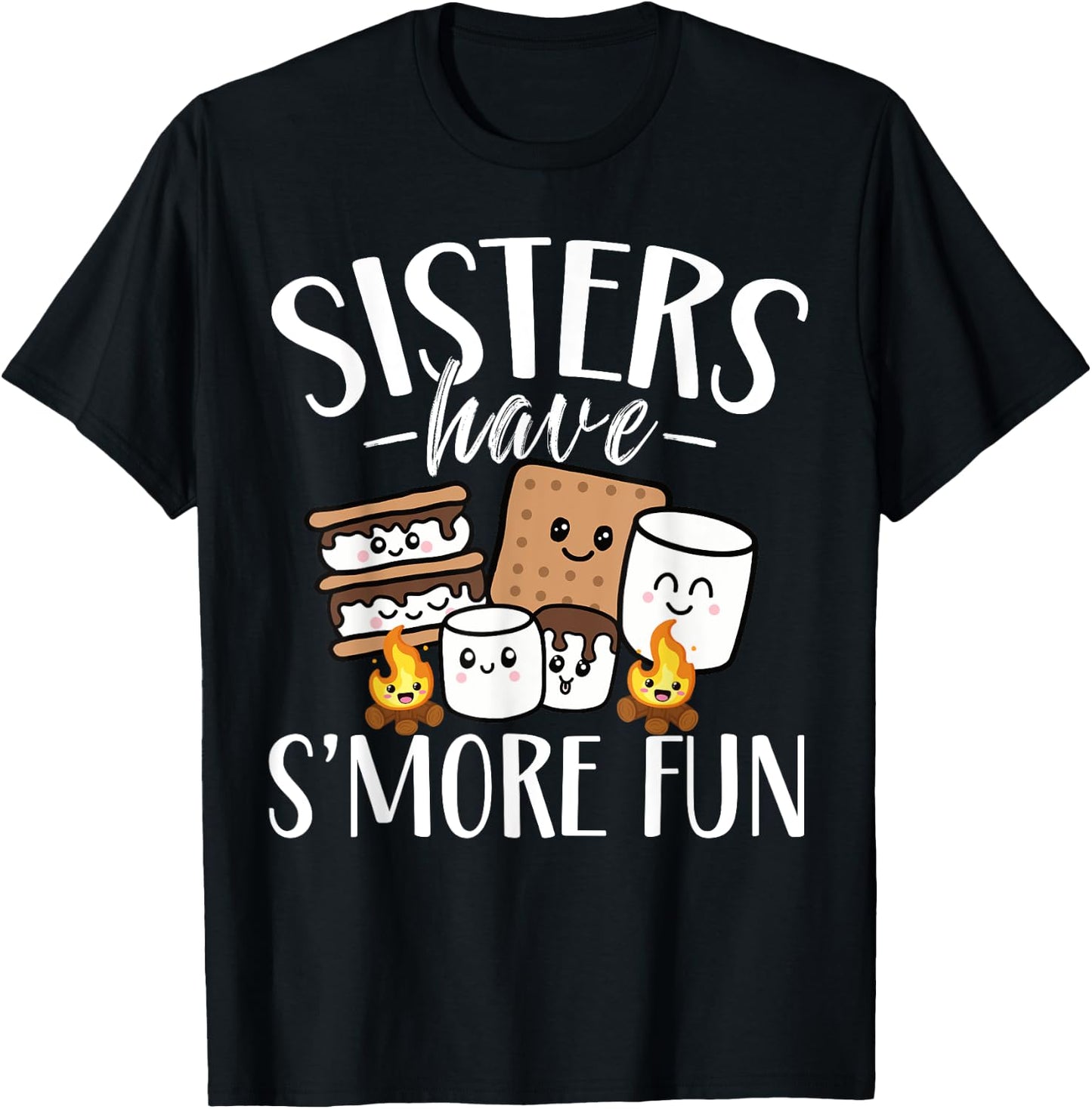 Sisters Have Smore Fun Funny Kawaii Smores Camping kids T-Shirt - T-Shirt | Black
