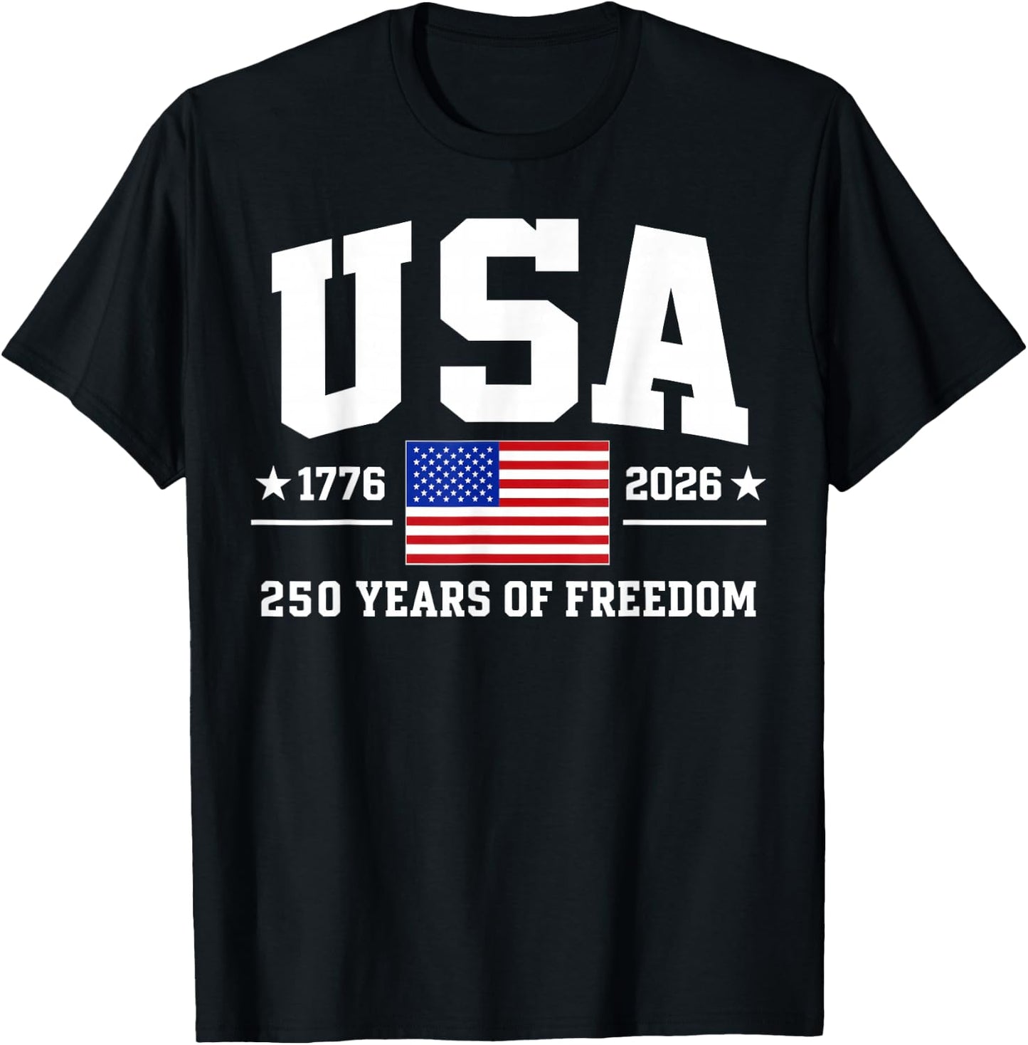 Patriotic USA 1776-2026 American Flag, 4th of July T-Shirt - T-Shirt | Black