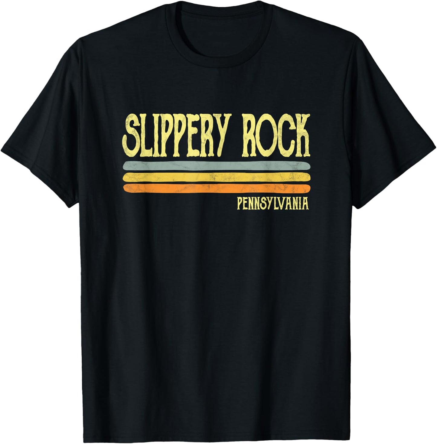 Vintage Slippery Rock Pennsylvania PA Souvenir Gift T-Shirt - T-Shirt | Black
