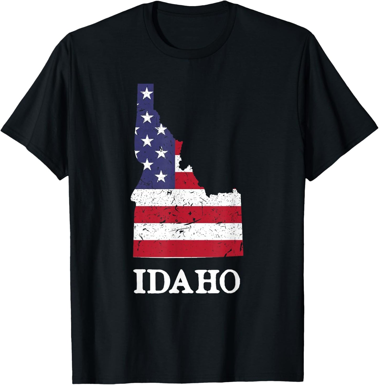 Idaho Map State American Flag Shirt 4th Of July Pride T-Shirt - T-Shirt | Black