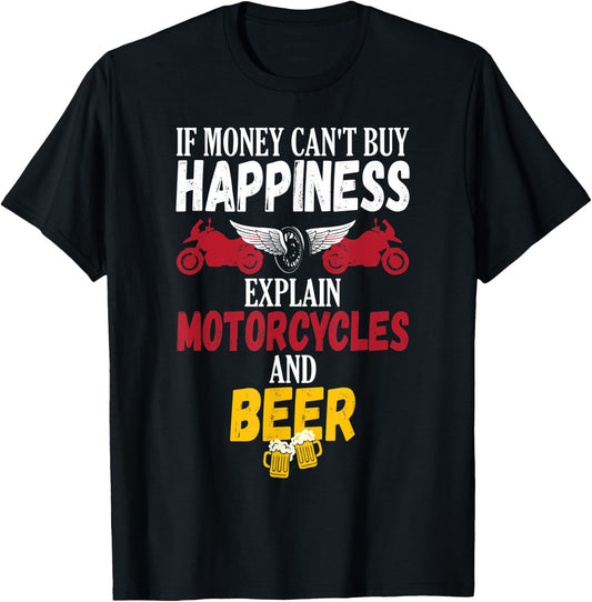 Funny Beer Drinker Motorcycle Biker T-Shirt - T-Shirt | Black