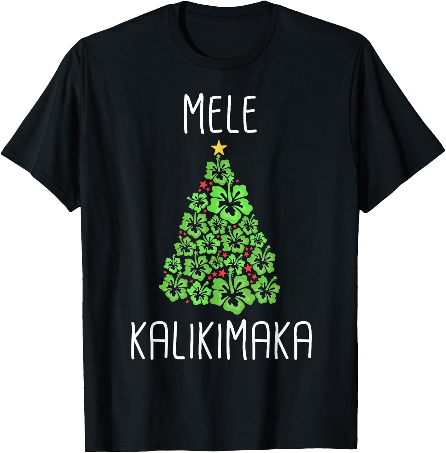 Hawaiian Christmas Tree Mele Kalikimaka Hawaii Tropical T-Shirt - T-Shirt | Black