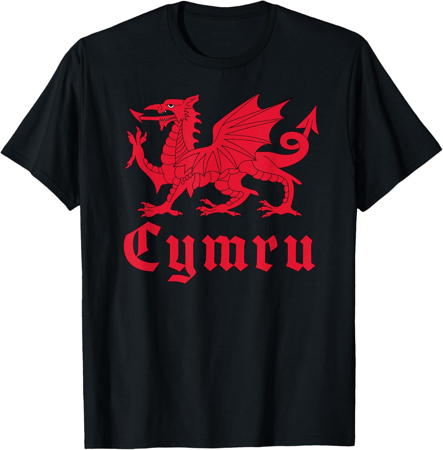 Cymru Red Dragon of Wales Flag T-Shirt - T-Shirt | Black