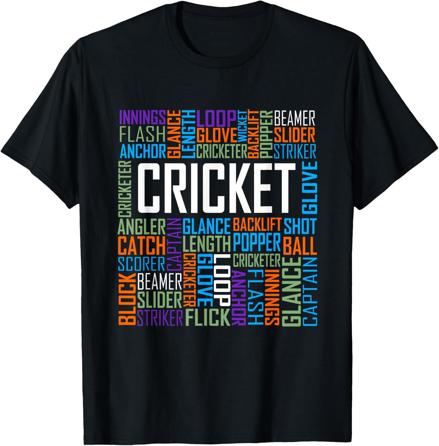 Cricket Lover Words Gift T-Shirt - T-Shirt | Black