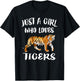 Just A Girl Who Loves Tigers Tiger Animal Lover Gift T-Shirt - T-Shirt | Black