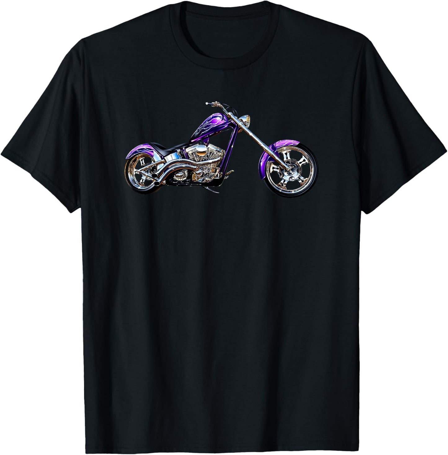 Purple Chopper Motorcycle T-Shirt - T-Shirt | Black