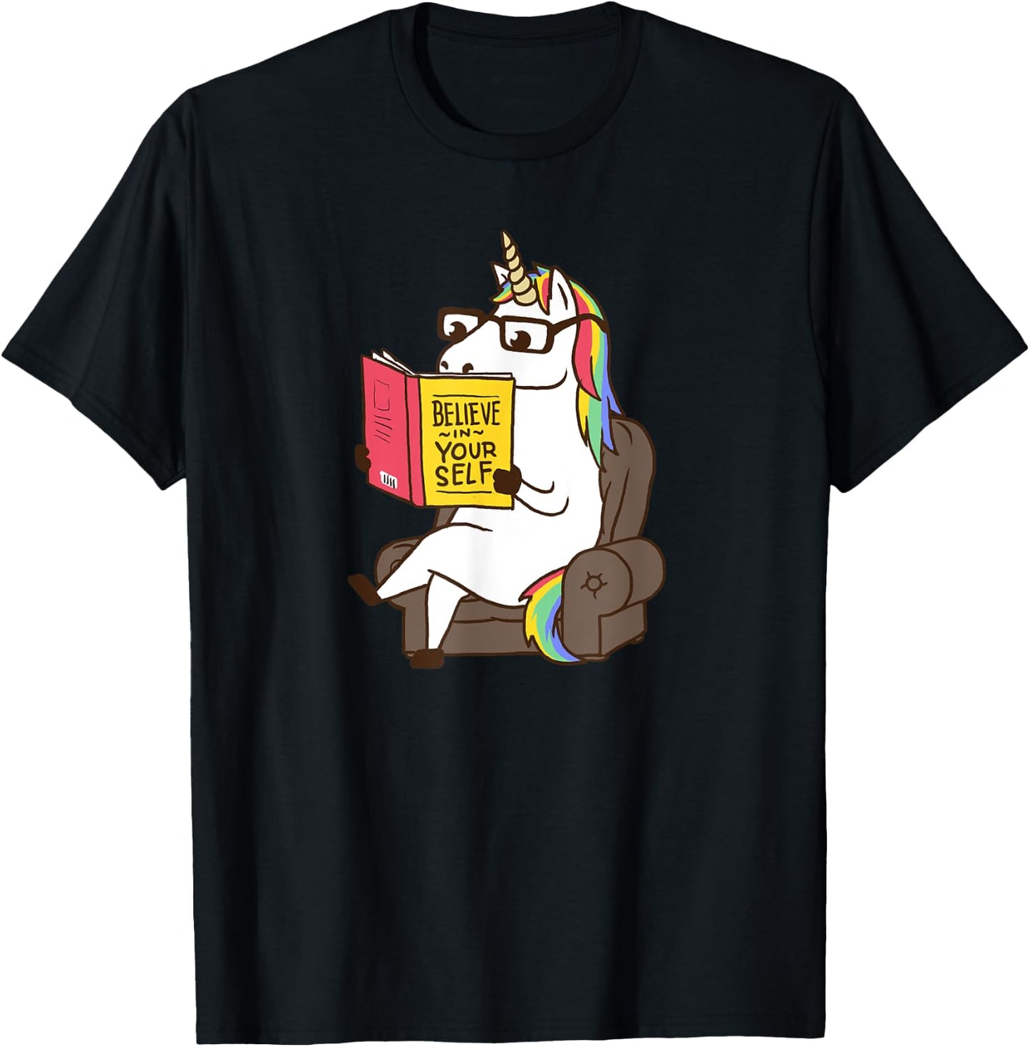 Unicorn Shirt Believe in Yourself Motivational Book Lover T-Shirt - T-Shirt | Black