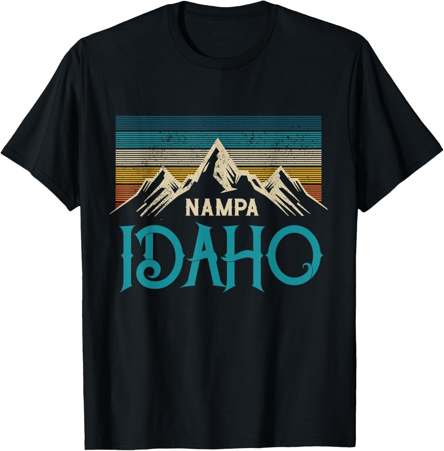 Nampa Idaho Vintage Mountains Souvenir Gift T-Shirt - T-Shirt | Black