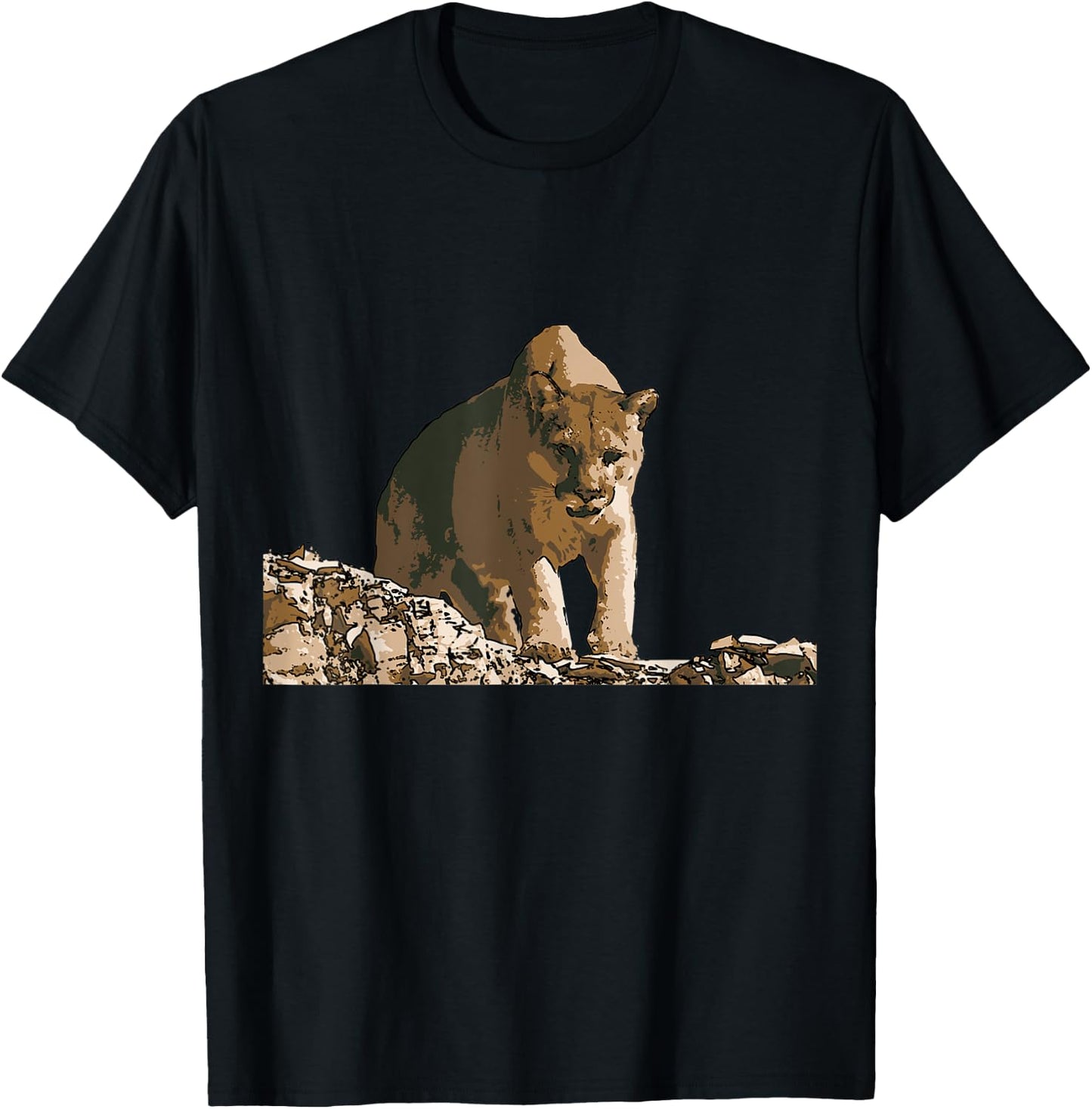 Mountain Lion Wildlife Poster T-Shirt - T-Shirt | Black