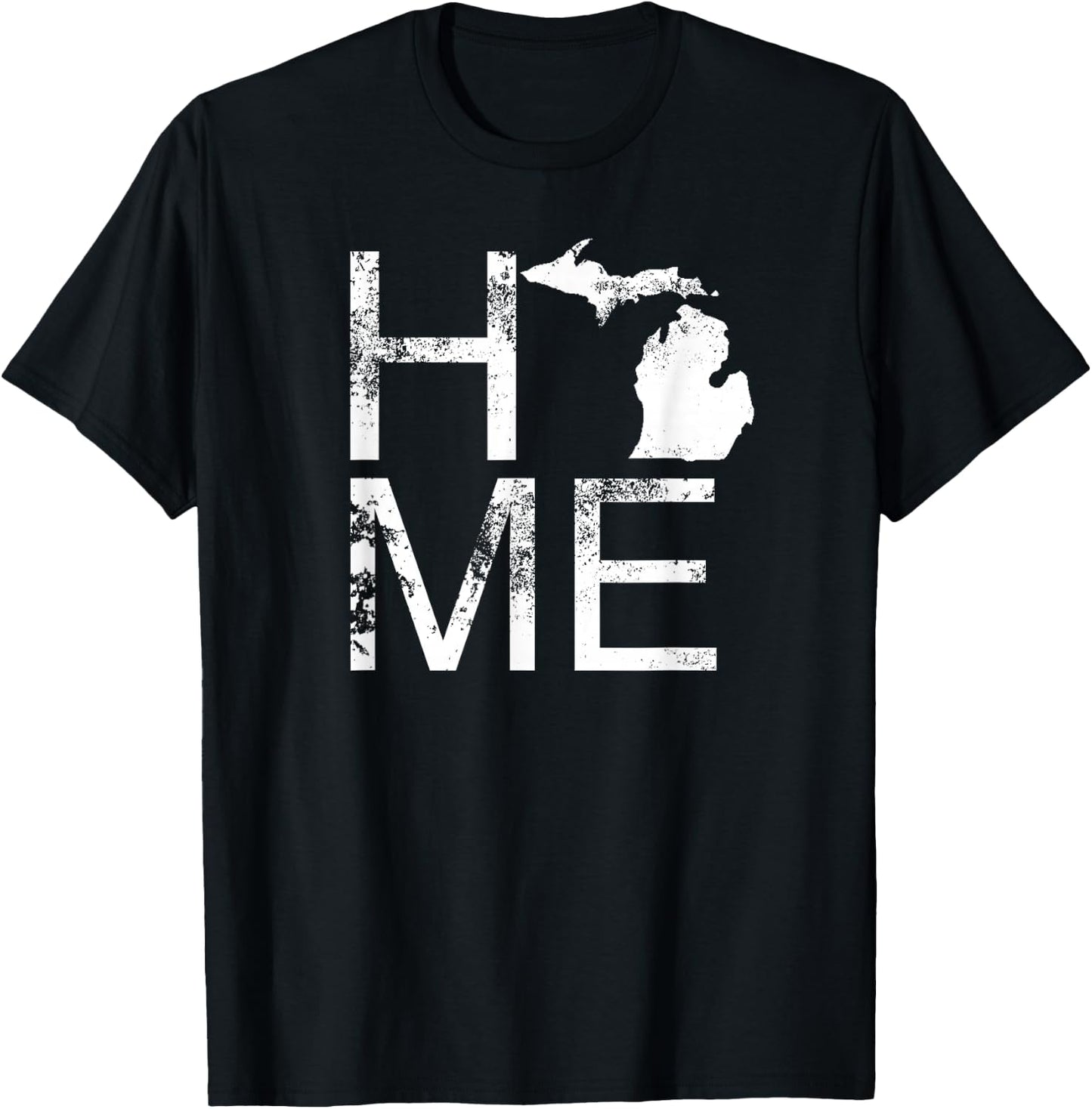 Michigan Home Shirt MI State Love Pride Map Distressed T-Shirt - T-Shirt | Black