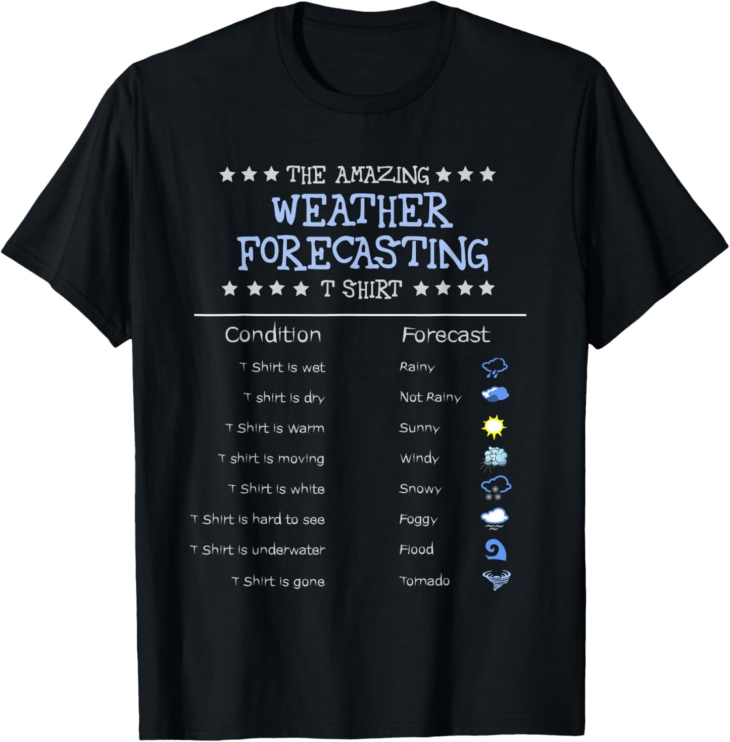 Funny Meteorology Gifts | The Amazing Weather Forecasting T-Shirt - T-Shirt | Black
