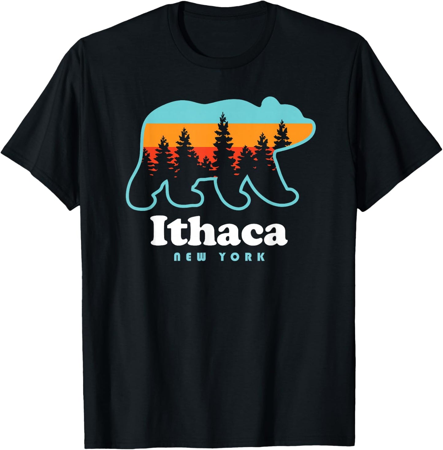 Ithaca NY Bear Ithaca New York T-Shirt - T-Shirt | Black