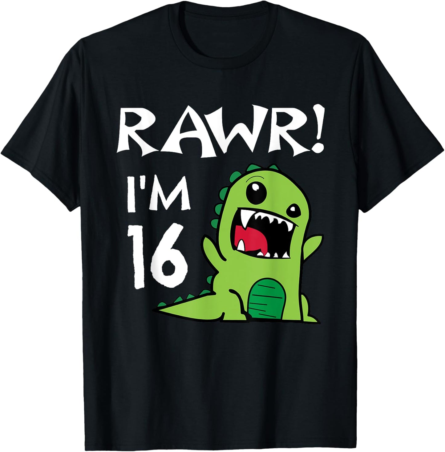16th Birthday - Sweet 16 Year Old Dinosaur Shirt T-Shirt - T-Shirt | Black