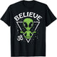 Meditating Alien Believe Zen Inner Peace ET Ufo Yoga Om T-Shirt - T-Shirt | Black