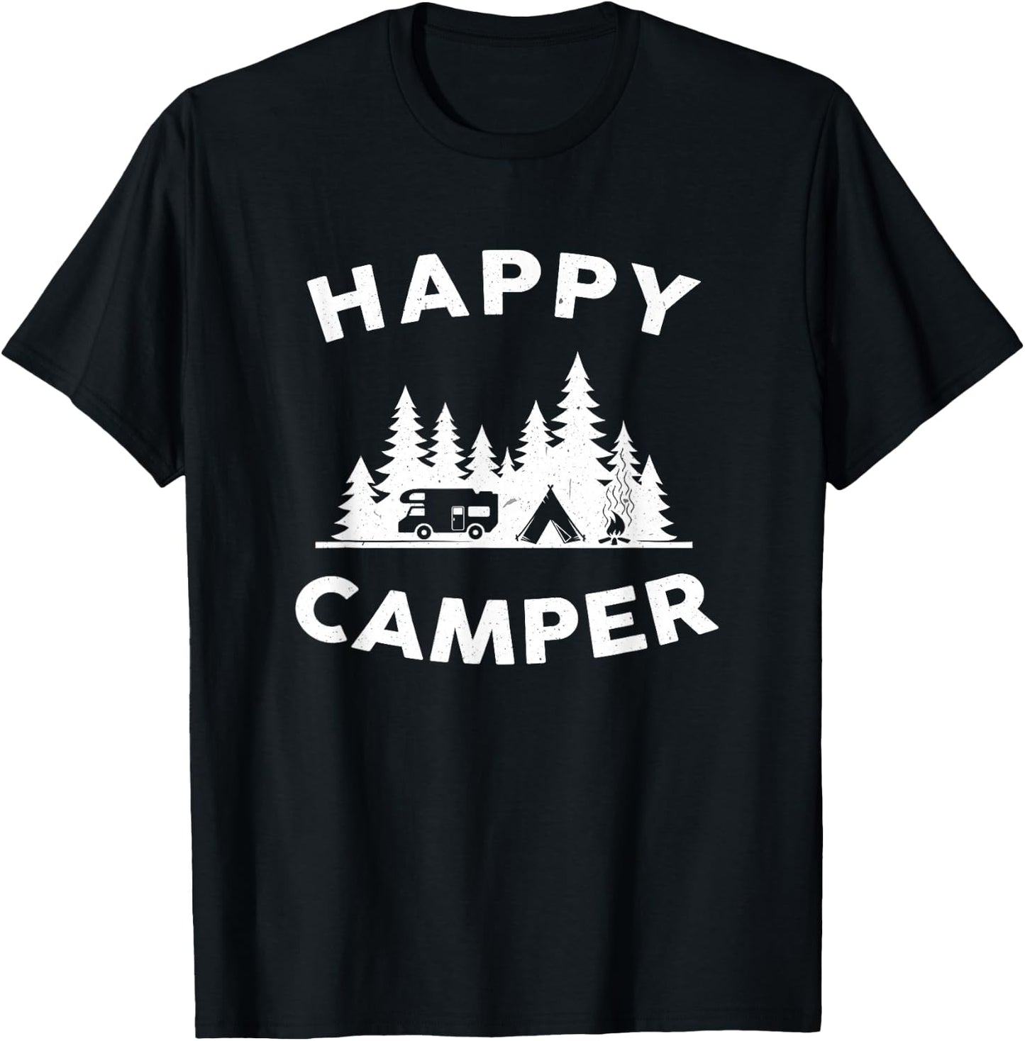 Happy Camper - Camping , Women, and Kids T-Shirt - T-Shirt | Black