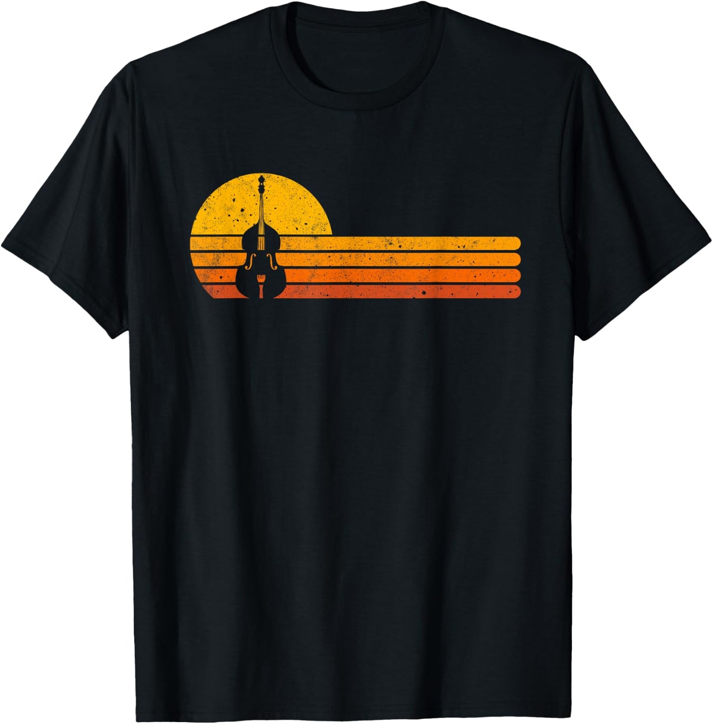 Funny Musician For Upright Bass Players Retro Double Bass Jazz Instruments Music - Black, -Adults, Short Sleeve, , Medium, , Classic Fit T-Shirt - T-Shirt | Black