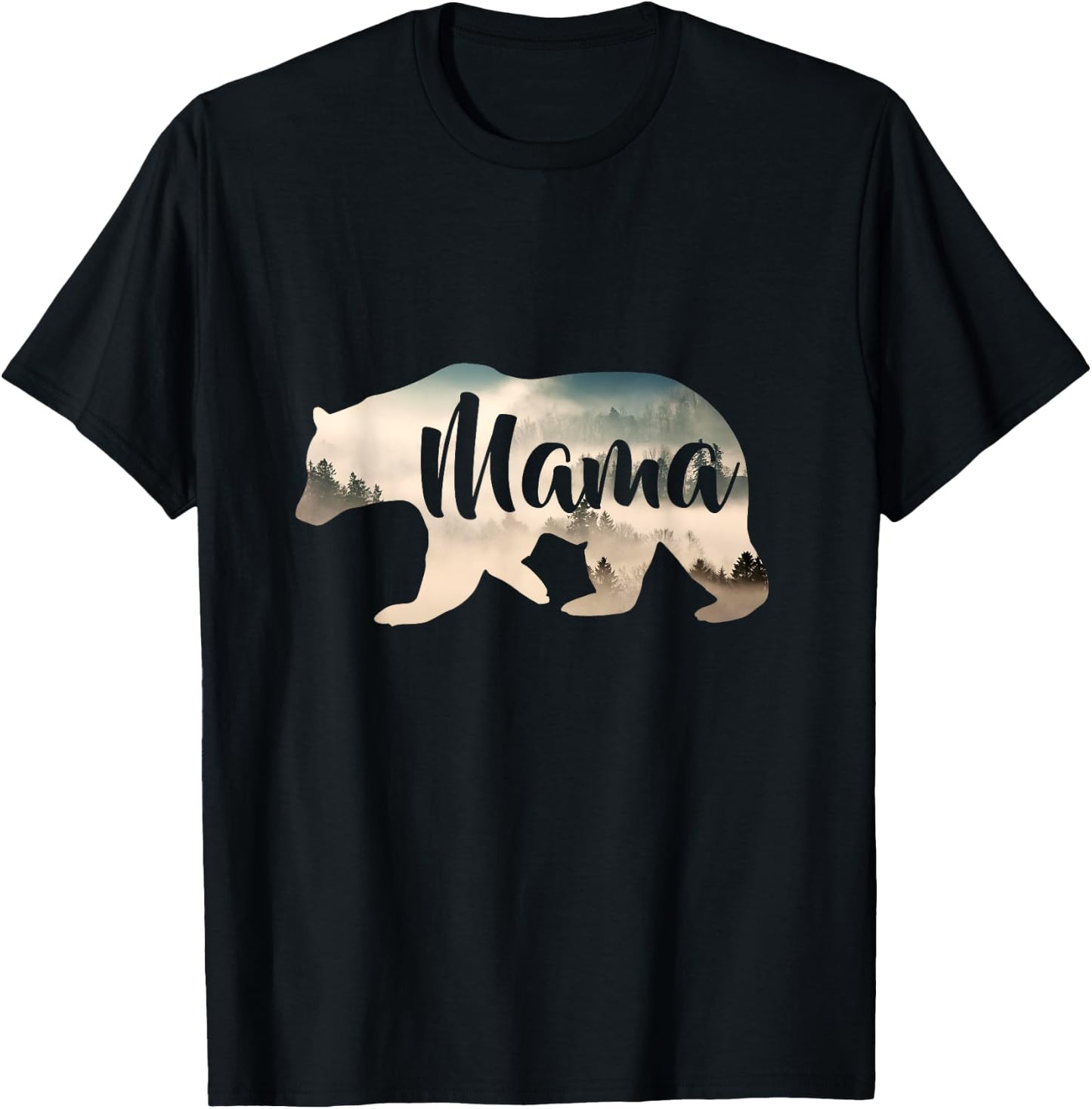 Women's Mama Bear & Forest Awesome Camping T-Shirt - T-Shirt | Black