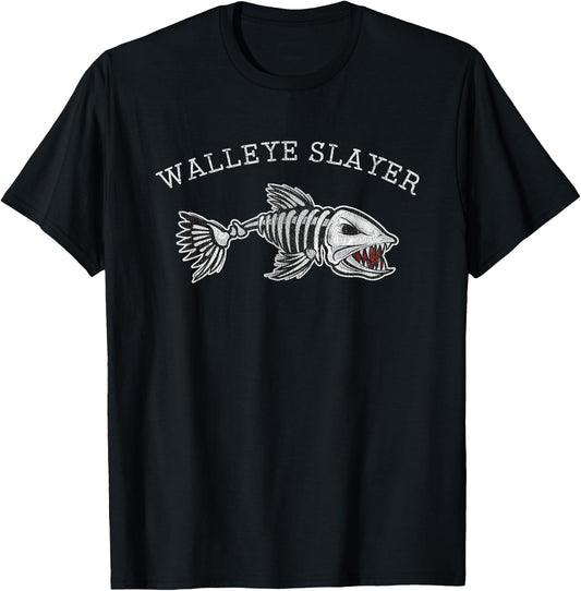 Vintage Walleye Slayer Funny Walleye Fishing T-Shirt - T-Shirt | Black