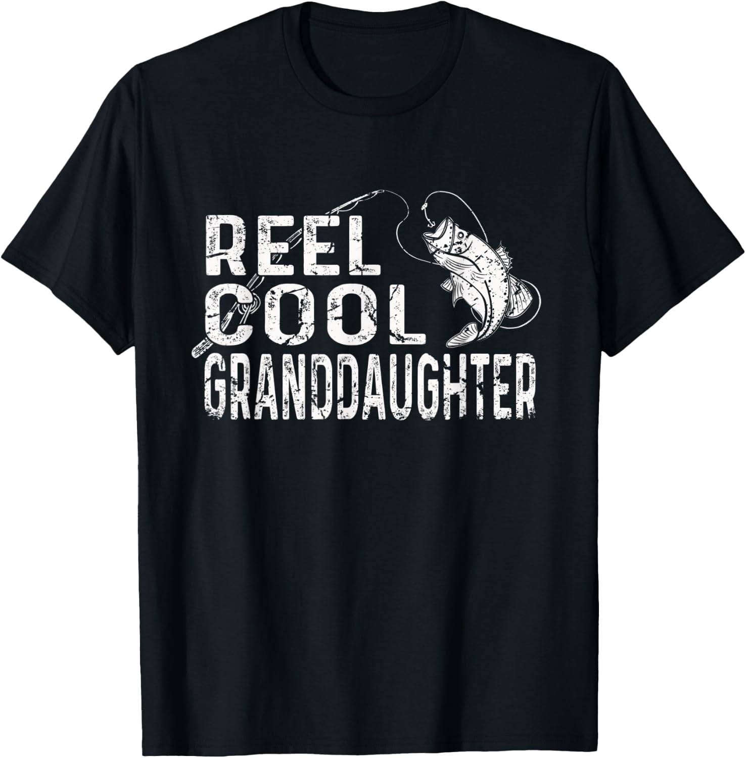 Reel Cool Granddaughter Fishing Lover Gift Women Mother Day T-Shirt - T-Shirt | Black