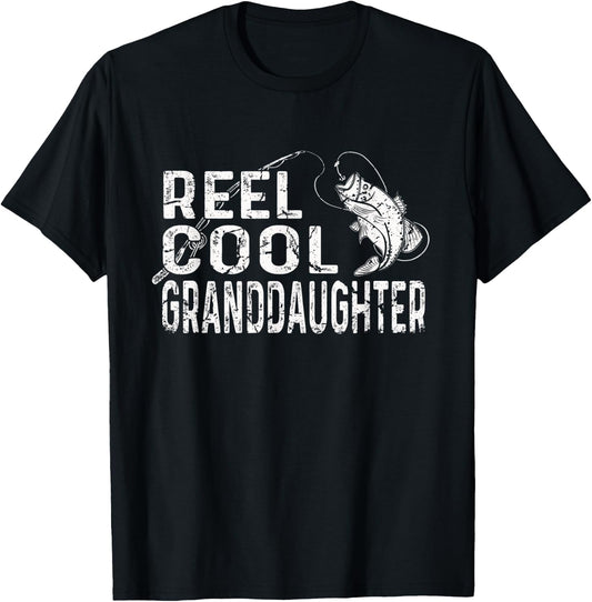 Reel Cool Granddaughter Fishing Lover Gift Women Mother Day T-Shirt - T-Shirt | Black