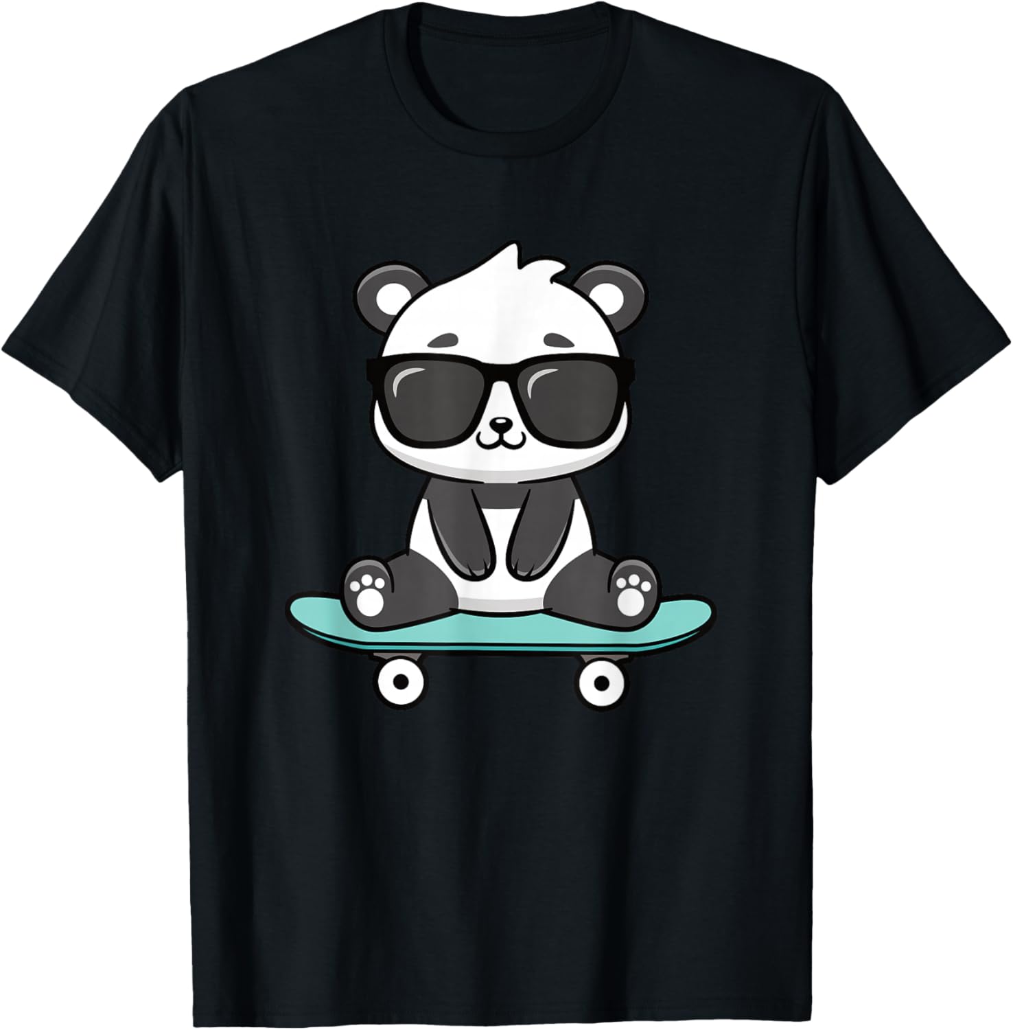 Funny Panda Skateboard Cool Panda Lover Boys Kids T-Shirt - T-Shirt | Black