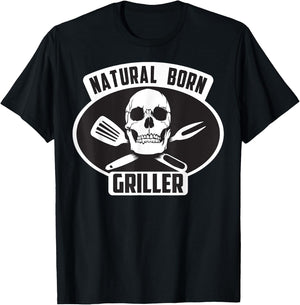 Cool Natural Born Griller BBQ Gift Grill Master T-Shirt - T-Shirt | Black