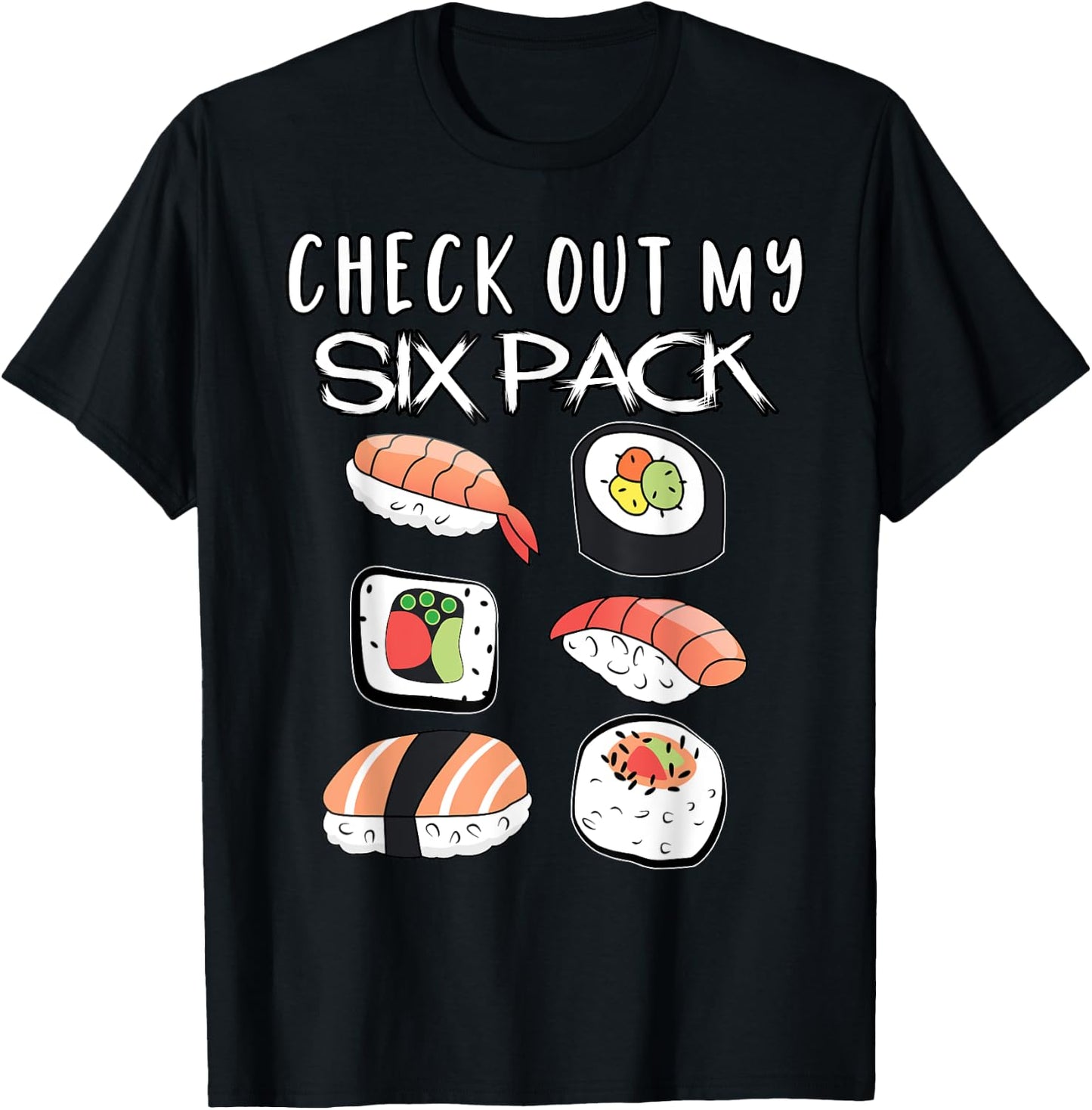 Funny Check My Six Pack Japanese Sushi Gift T-Shirt - T-Shirt | Black