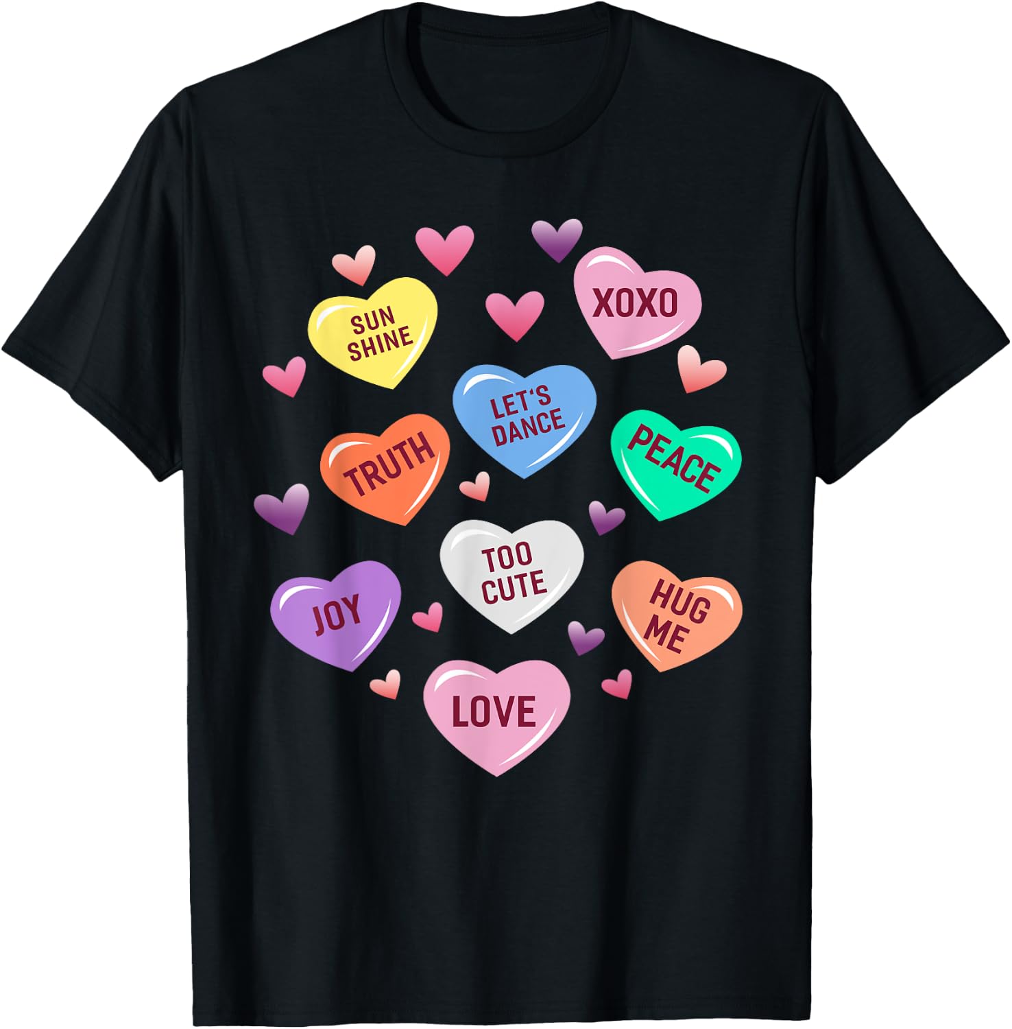 Valentine's Day Heart Candy Design Woman & Kids T-Shirt - T-Shirt | Black
