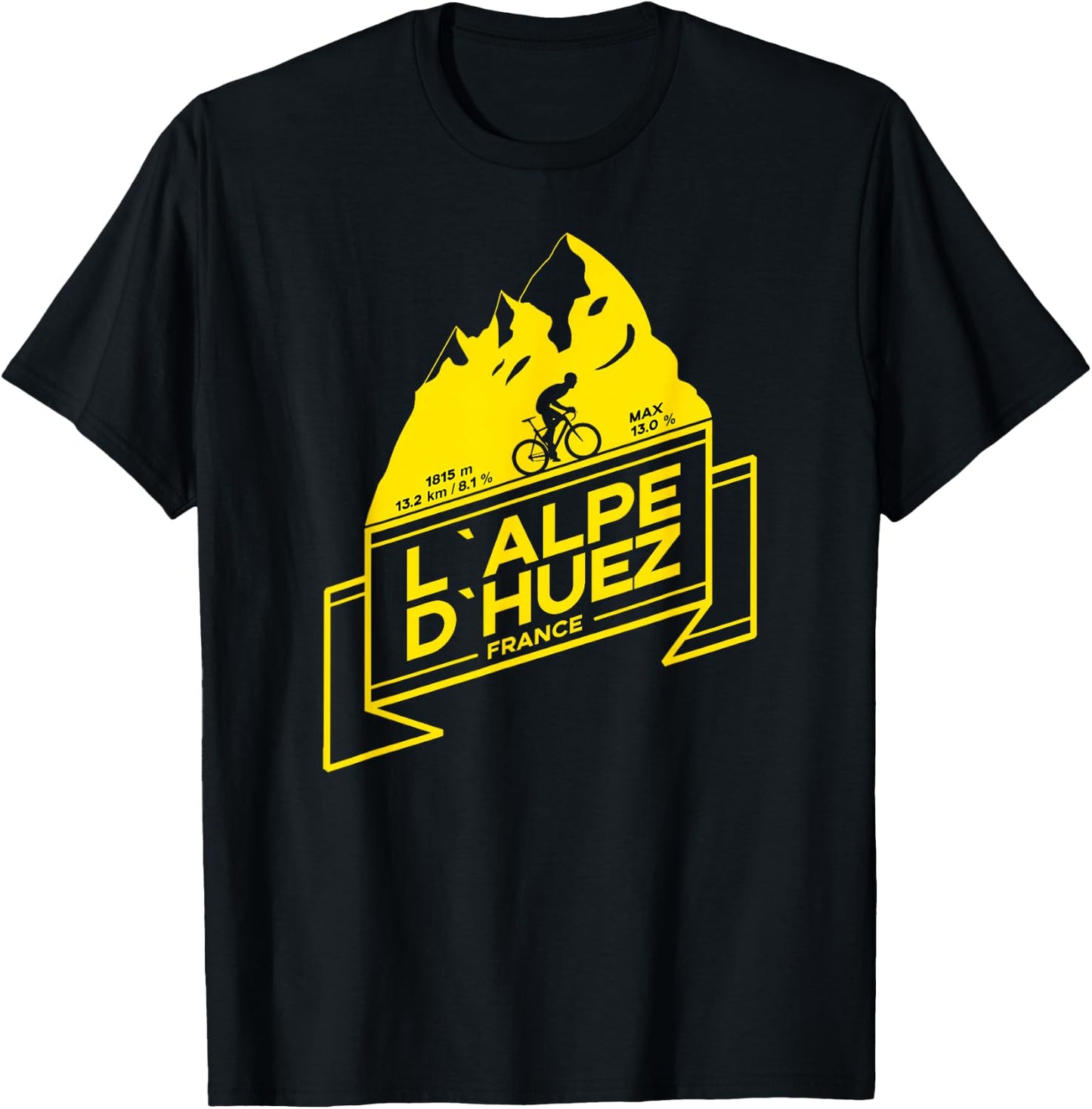 L'Alpe D'Huez Road Cycling Mountain Climb Shirt T-Shirt - T-Shirt | Black