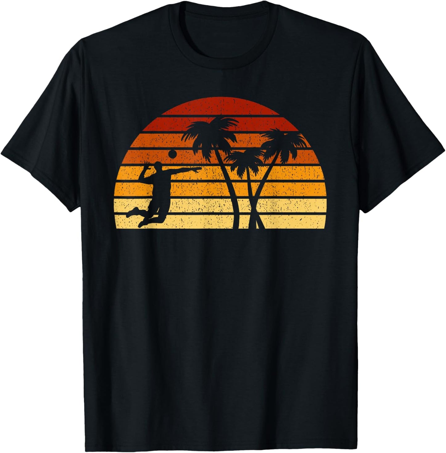 Vintage Sun Volleyball Gift Volleyball Players T-Shirt - T-Shirt | Black