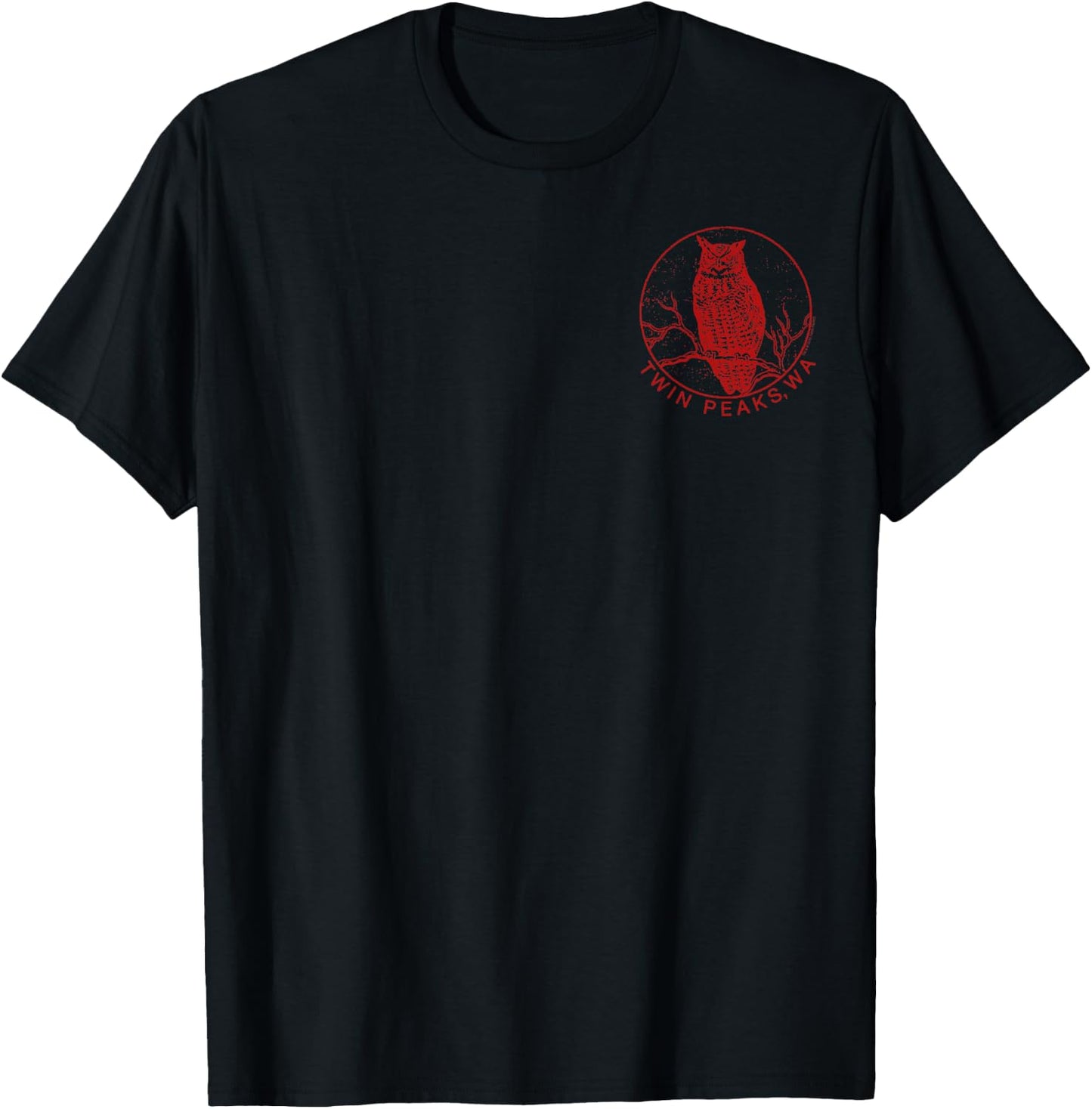 Twin Peaks an Owl is in The Tree Pocket Logo Graphic T-Shirt - T-Shirt | Black