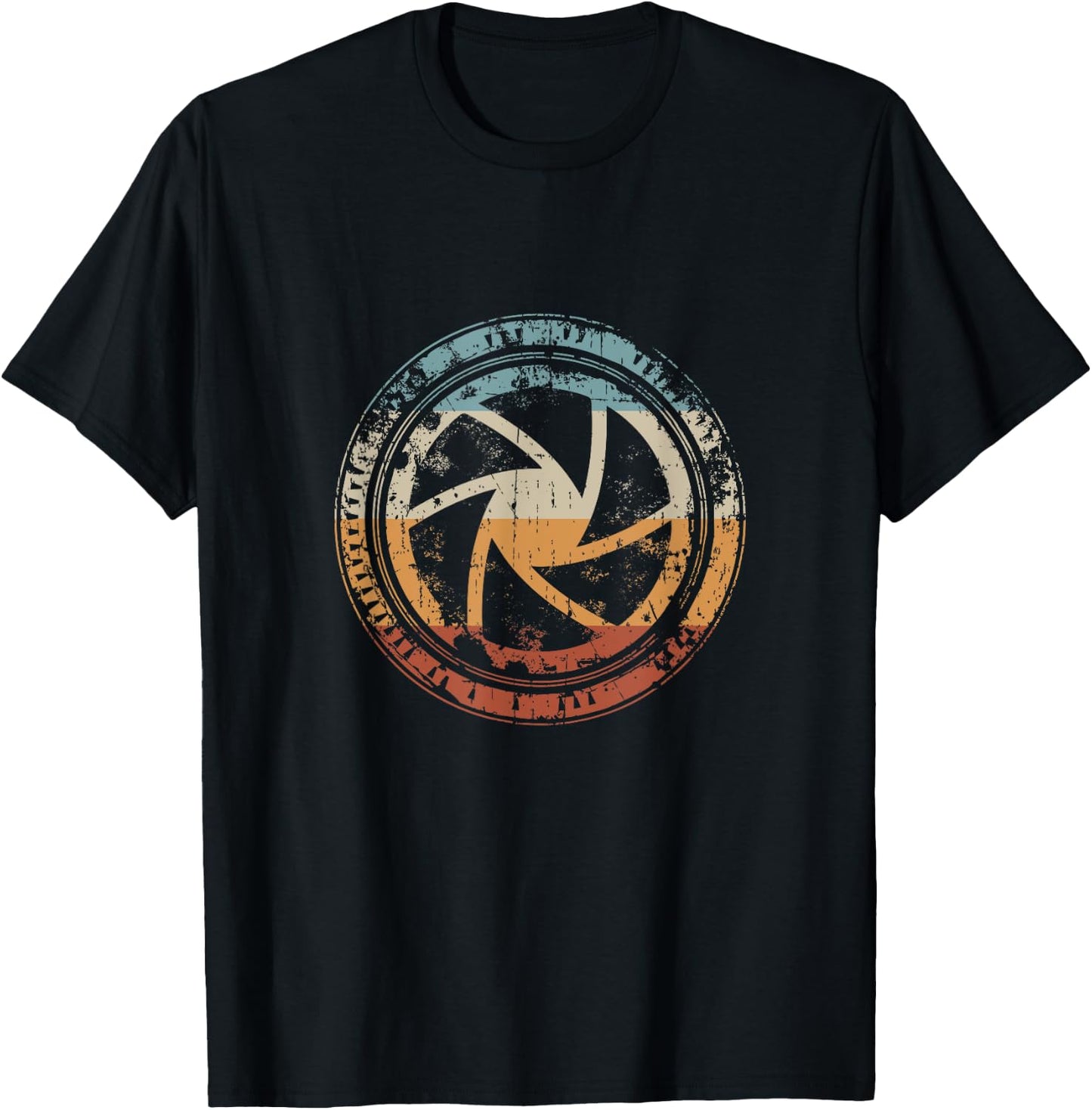 Vintage Camera lens aperture Iris icon for photographer T-Shirt - T-Shirt | Black