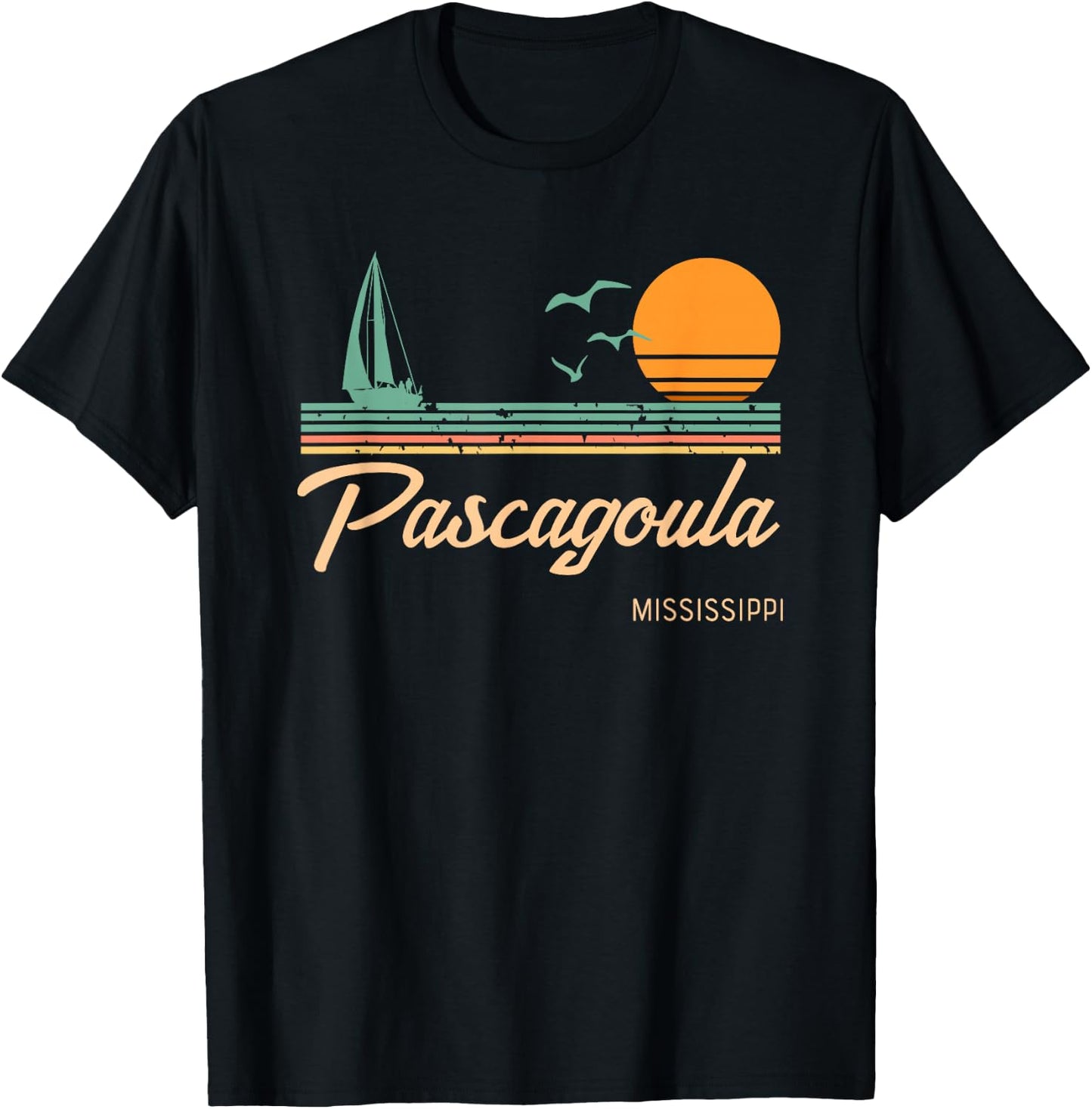 Vintage Pascagoula Mississippi T-Shirt - T-Shirt | Black