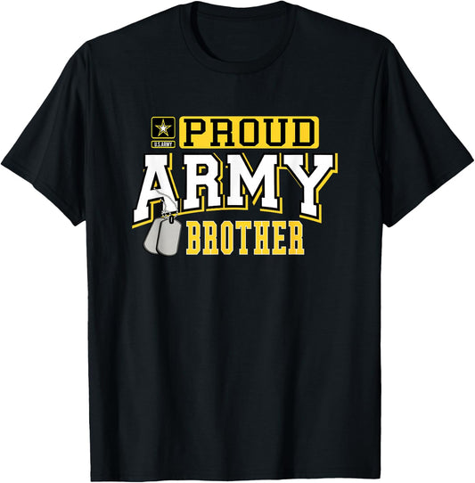 Proud Army Brother Shirt Military Pride T Shirt T-Shirt - T-Shirt | Black