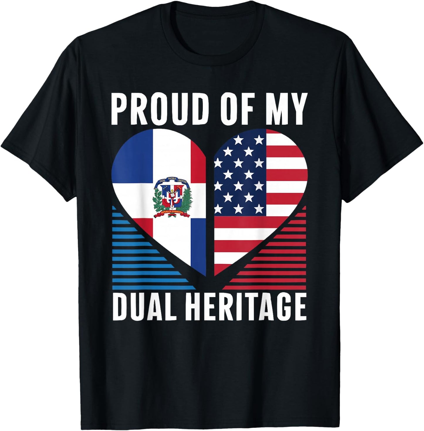Half Dominican Half American USA Flag Dominican Republic T-Shirt - T-Shirt | Black