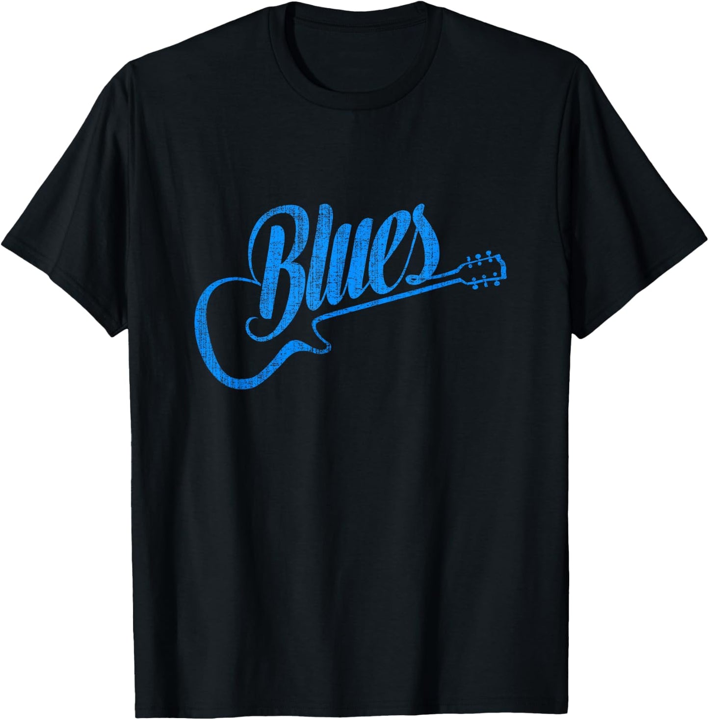 Blues Music Blue Guitar Vintage T-Shirt - T-Shirt | Black