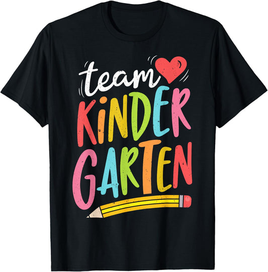 Team Kindergarten Teacher Student Funny Back To School Gifts T-Shirt - T-Shirt | Black