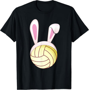 Volleyball Easter Bunny Ears Rabbit Spring Holiday Player T-Shirt - T-Shirt | Black