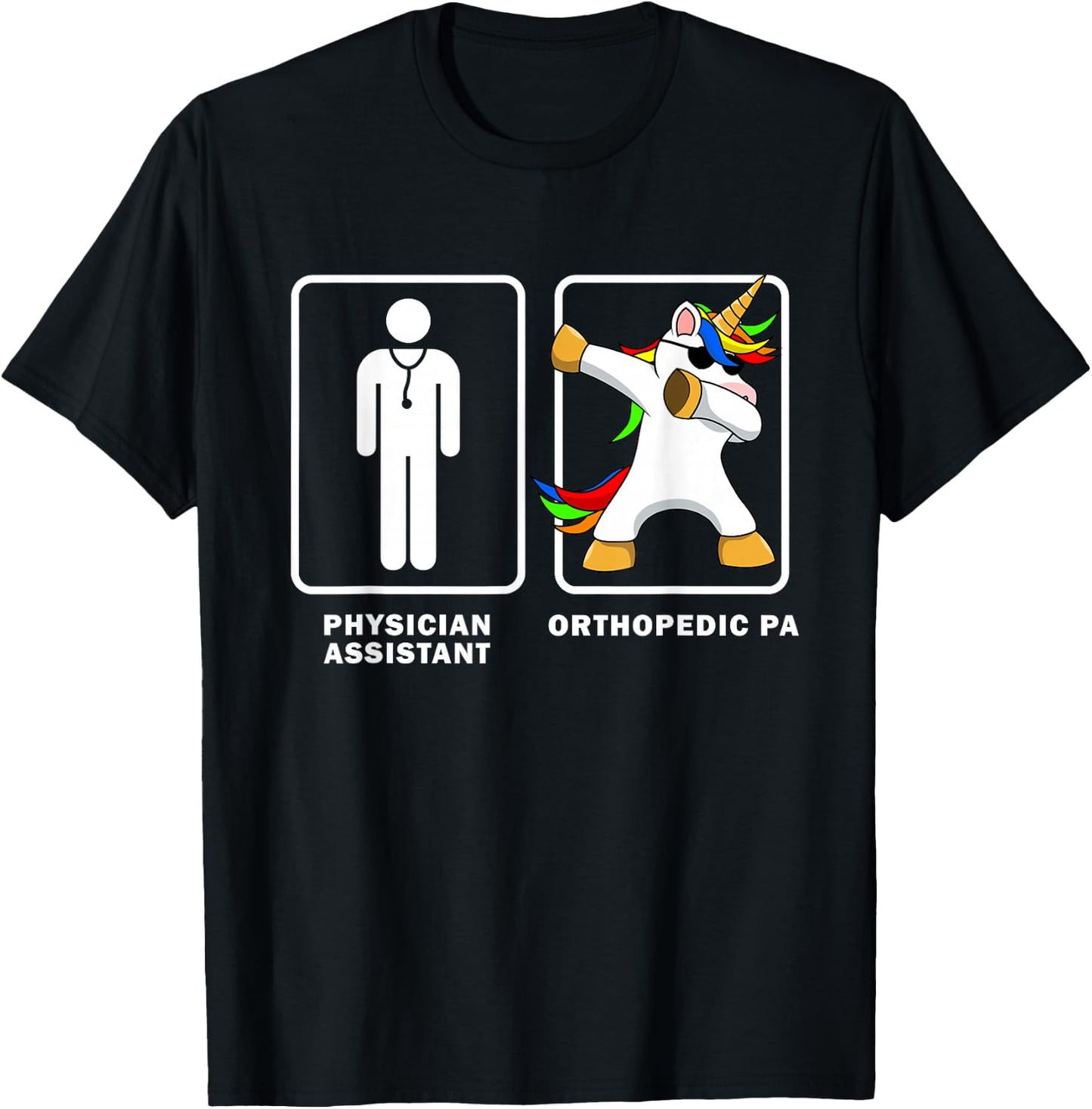 Physician Assistant Orthopedic PA Dabbing Unicorn Funny Dab T-Shirt - T-Shirt | Black