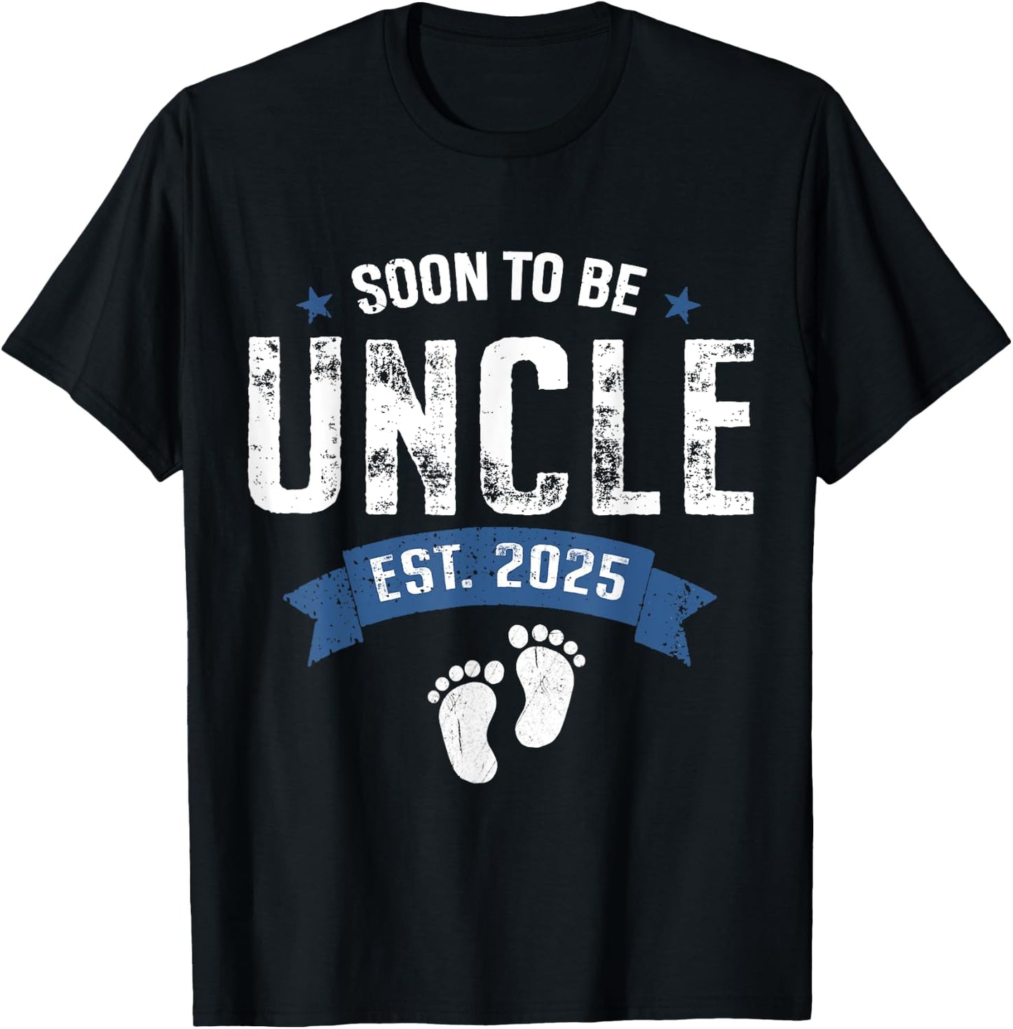 Soon To Be Uncle Est. 2025 Retro Pregnancy Announcement T-Shirt - T-Shirt | Black