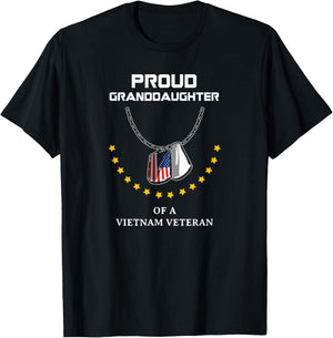 Proud Granddaughter Of A Vietnam Veteran Cool Soldier Gift T-Shirt - T-Shirt | Black