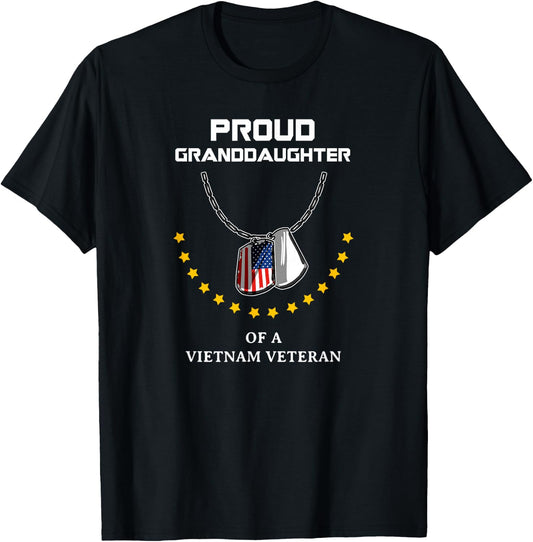 Proud Granddaughter Of A Vietnam Veteran Cool Soldier Gift T-Shirt - T-Shirt | Black
