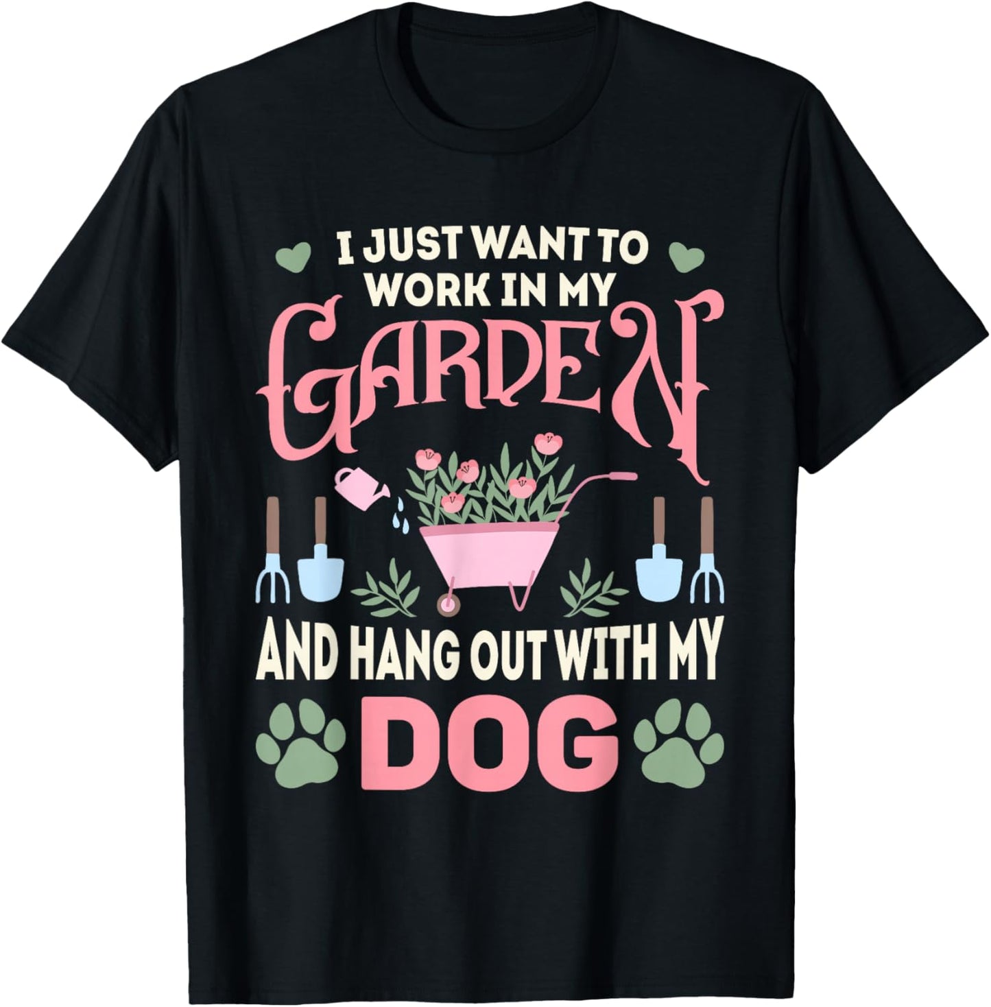 Plant Lover Dog Pet Lover Gardening Men Women Funny Gardener T-Shirt - T-Shirt | Black
