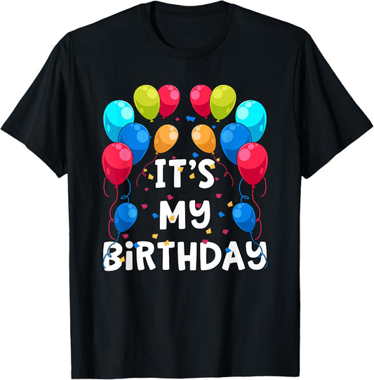 It's My Birthday Party Balloons and Confetti T-Shirt - T-Shirt | Black