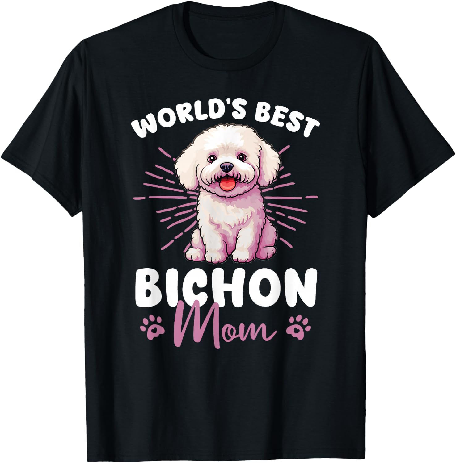 Bichon Frise Groovy World's Best Bichon Mom T-Shirt - T-Shirt | Black