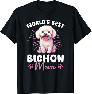 Bichon Frise Groovy World's Best Bichon Mom T-Shirt - T-Shirt | Black