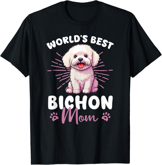 Bichon Frise Groovy World's Best Bichon Mom T-Shirt - T-Shirt | Black